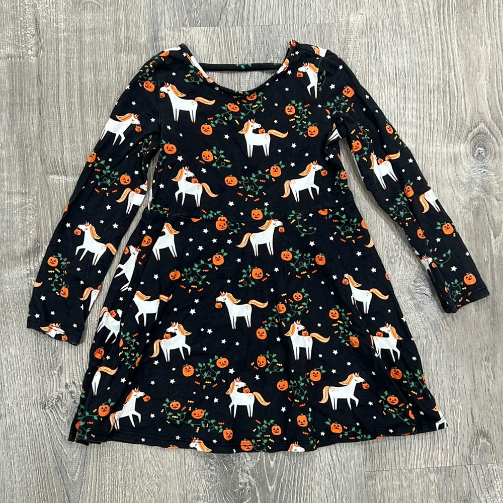 The Children's Place Black Unicorn and Pumpkin Dress
